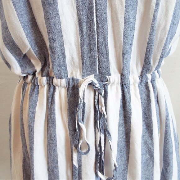 Rails Wren Seattle Linen Blend Blue & White V-Neck Striped Dress Sz Large - Picture 7 of 15